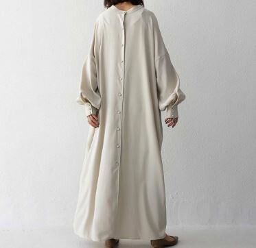 袖ワイドロングシャツワンピース