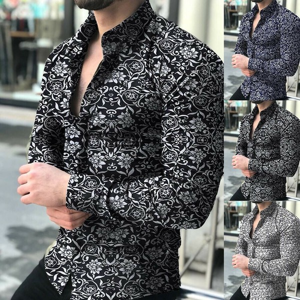 メンズシャツ 長袖 花柄 メンズ ファッション BYMA1515