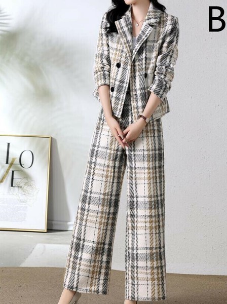 パンツスーツ 2点セット チェック レディース ファッション BYMA1821