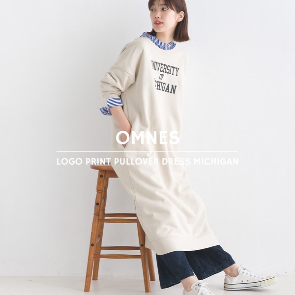 【再入荷】裏毛スウェット ロゴプリントプルオーバーワンピース