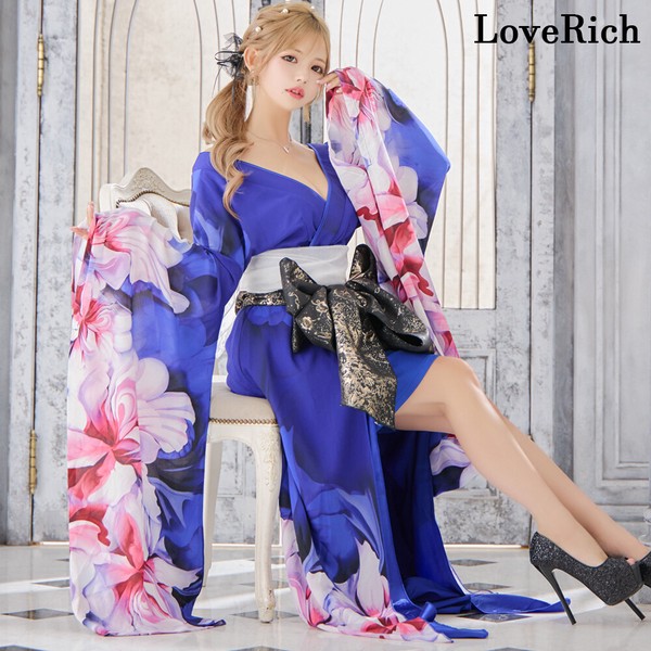 1341花柄 シフォン ミニスカート ロング 豪華 花魁 着物 ドレス コスプレ イベント ハロウィン