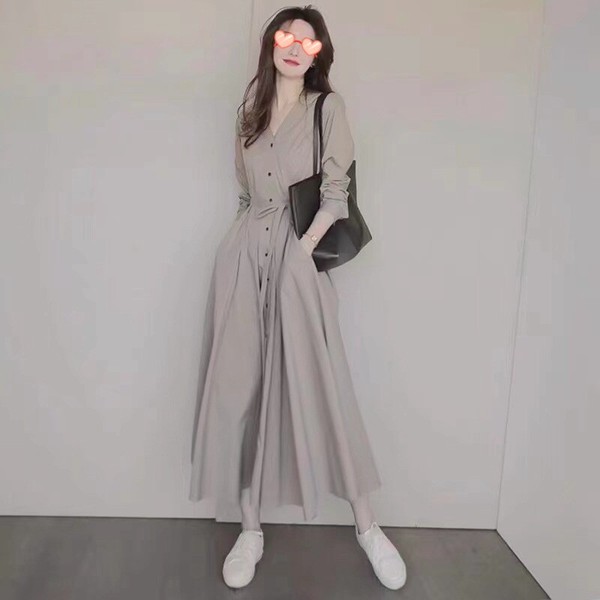 ワンピース Vネック 長袖 快適 レディース ファッション YEA1412