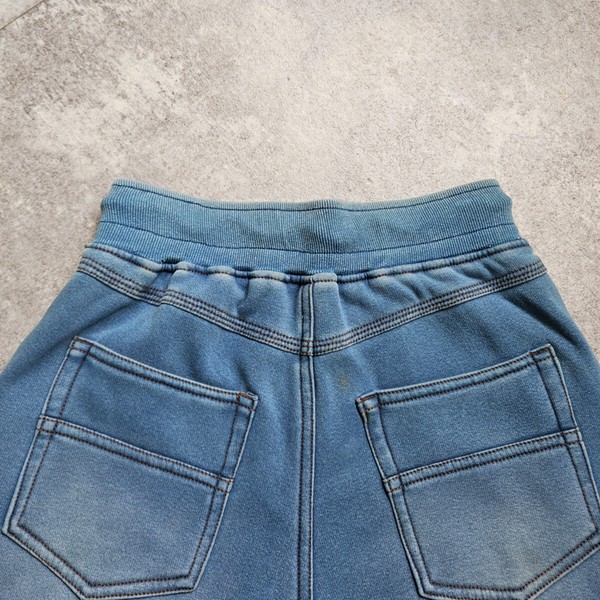 裏シャギー発熱ニットデニムワイドパンツ あったか 美脚 裏起毛 秋冬【】