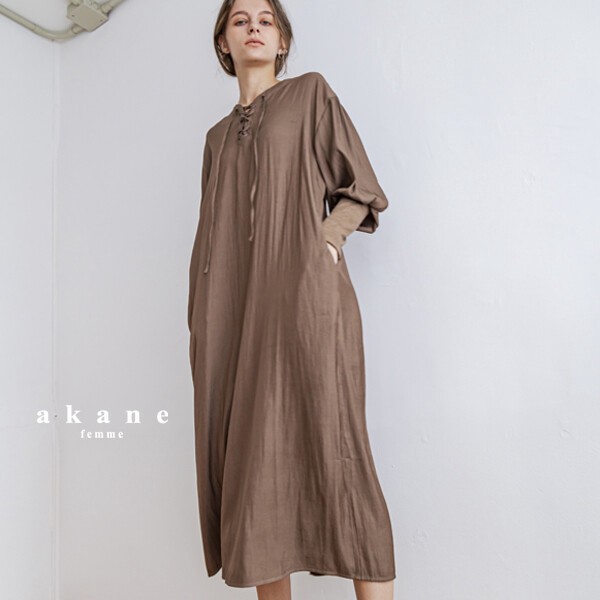 【2025春夏予約販売】【手洗い可】レースアップワンピース【大人フェミニン】