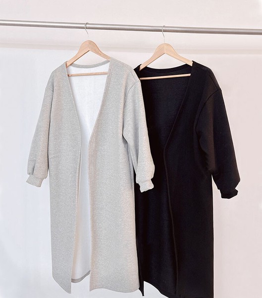 【アウター】無地　起毛　ルーズフィット　ロング丈　カーディガン　Loose-fit cardigan