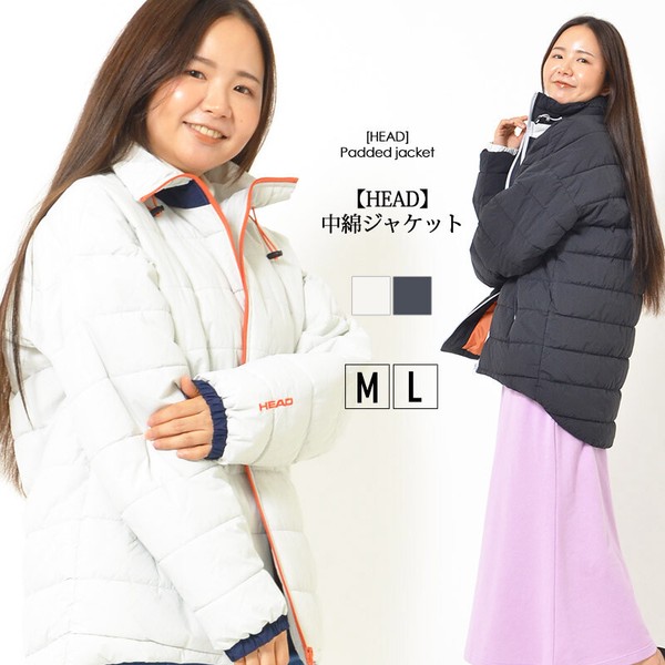 ジャケット M L 中綿 HEAD ドロスト フロントファスナー 後ろ長め 無地 秋 冬 カジュアル