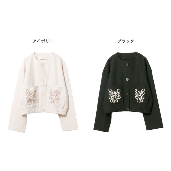 【2025新作商品♪】コード刺繍ノーカラージャケット