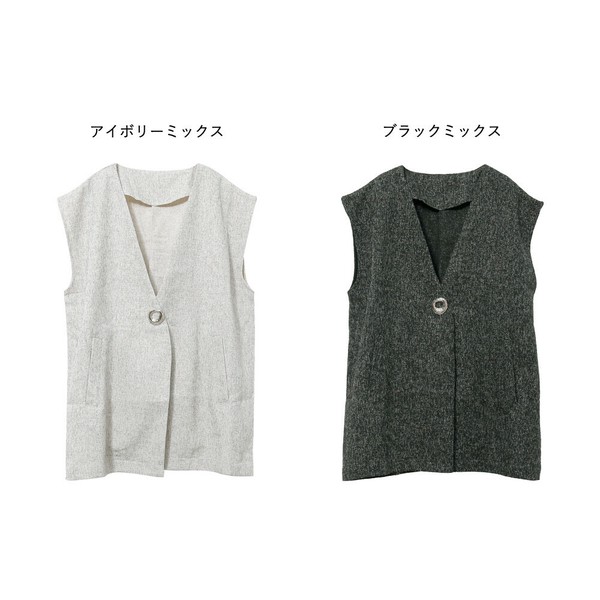 【2025新作商品♪】ブローチ付きツイードタッチジレ
