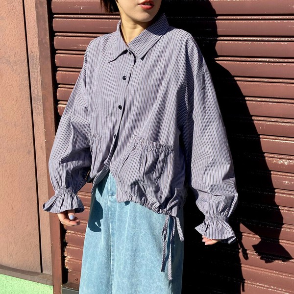【2025新作】ドロストシャツ　春服　羽織り　無地　ストライプ
