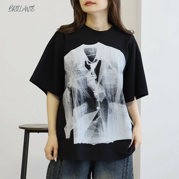 【2025新作】 　スケルトン風プリントTシャツ　　BRILLANTE大阪