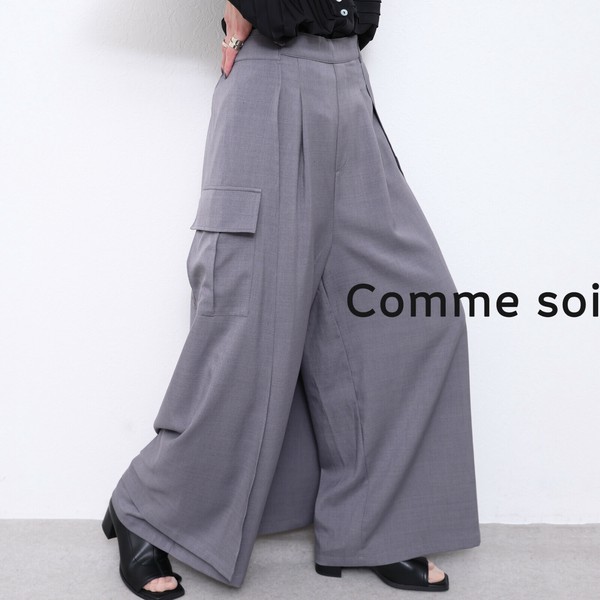 【4/18?　予約販売】comme soiコムソワ後ろスカート風ワイドパンツ 2025新作　 chouchou東京