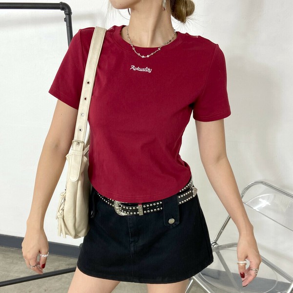 【2025新作】刺繍ロゴバックシアーTシャツ　透け　シアートップス　半袖　シンプルT　春服　夏服