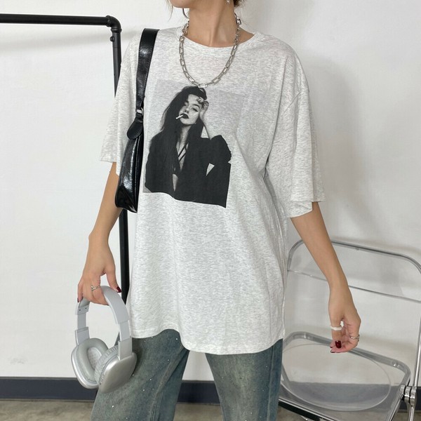 【2025新作】ビッグ転写Tシャツ　オーバーサイズ　ビッグT　ゆったり　半袖　春服　夏服