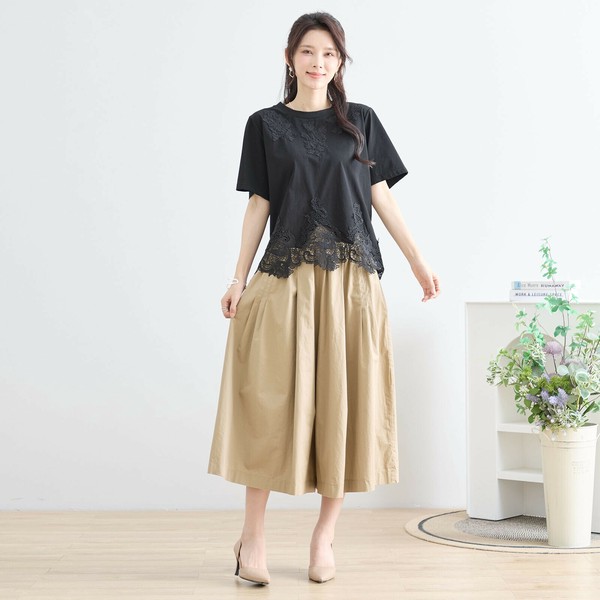 【2025新作】【M?L】レース刺繍大人フェミニンTシャツ(N12-558)(1号店)FM1