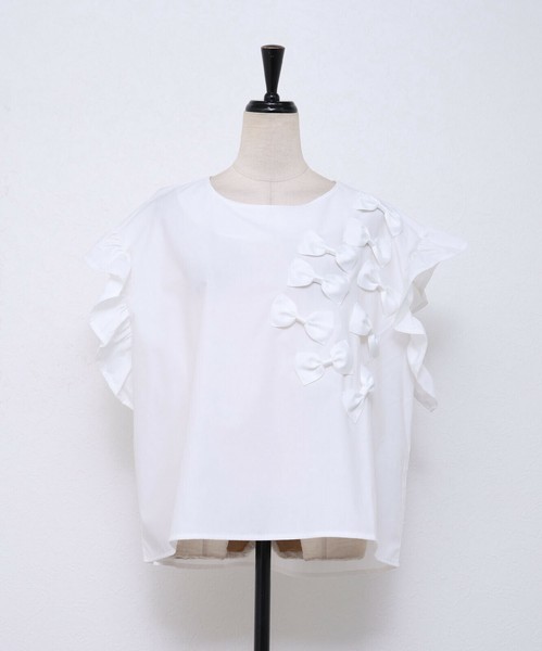 【2025SS新作入荷】リボン付カットソー　Tシャツ　SKYpink東京