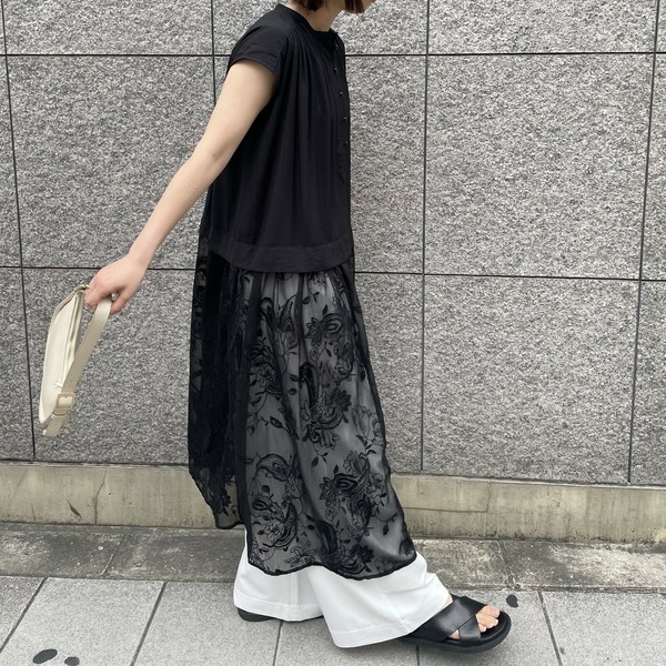 【AnnaKerryアンナケリー85252104】レースドッキングロングブラウス「2025夏物新作」