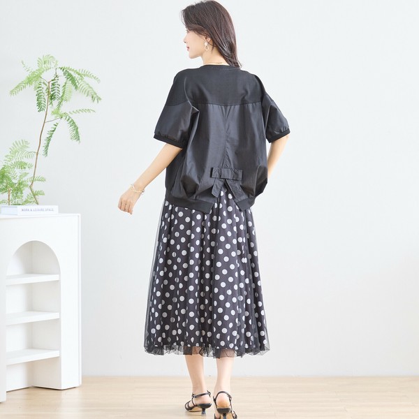 【2025新作】【M?L】チュール重ねドットロングスカート(N43-020)(5号店) FM5