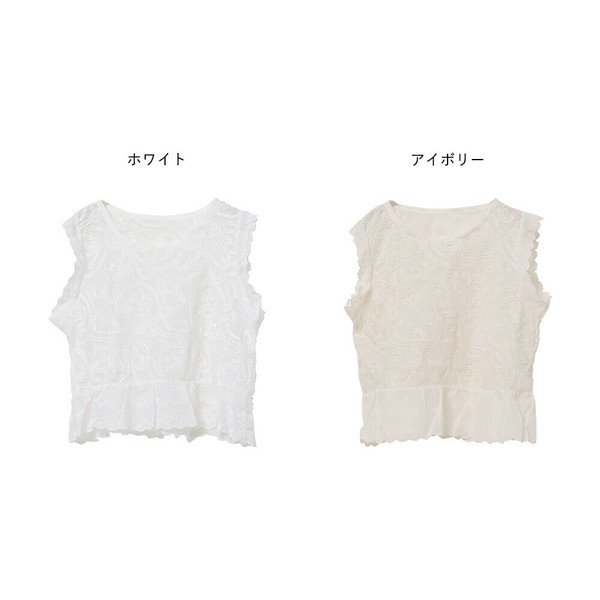 【2025新作商品♪】 ケミカルレースフリルノースリブラウス