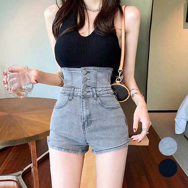 デニム ショートパンツ ハイウエスト美脚