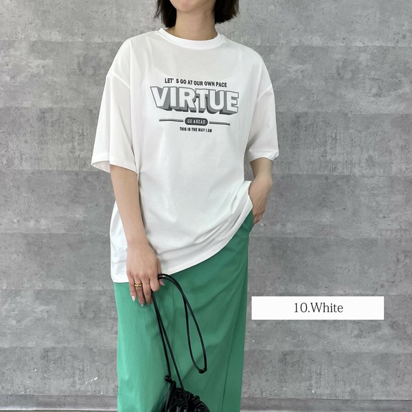 【AnnaKerryアンナケリー85252939】"VIRTUE"ルーズロゴTシャツ「2025夏物新作」