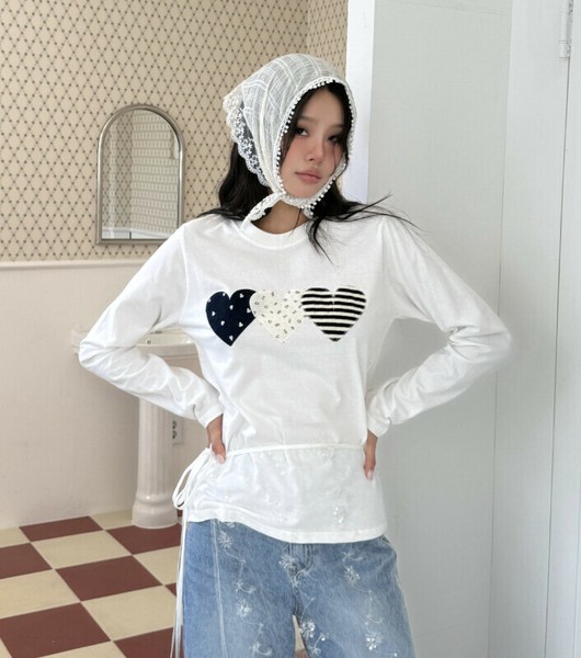 【2025秋冬新作】ハートワッペン長袖カットソー