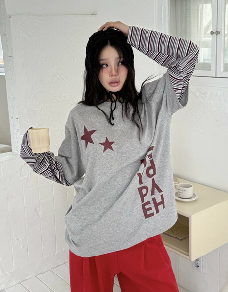 【2025秋冬新作】レイヤードデザインスター長袖カットソー