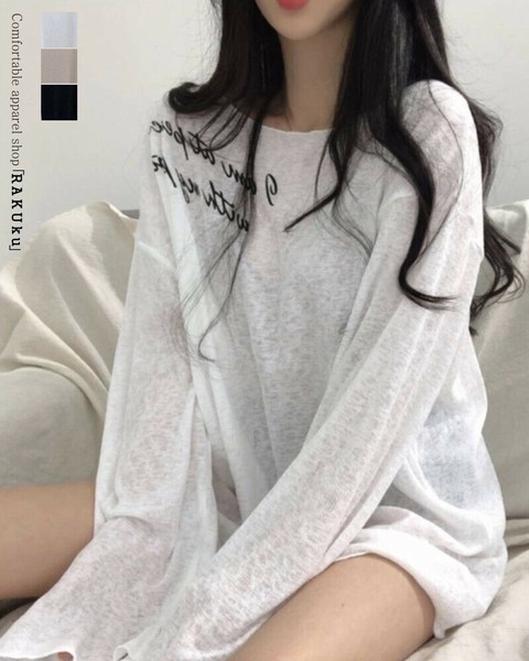 ルーズフィットレタリングシアートップス 長袖 madeinkorea