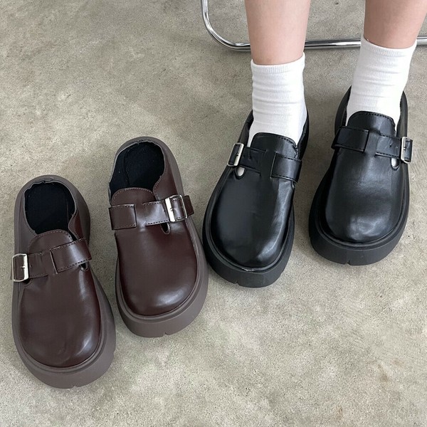 【2025新作】ベルト合成皮革サボ　サンダル　フラット　シューズ　ぺたんこ　ブーツ　秋冬