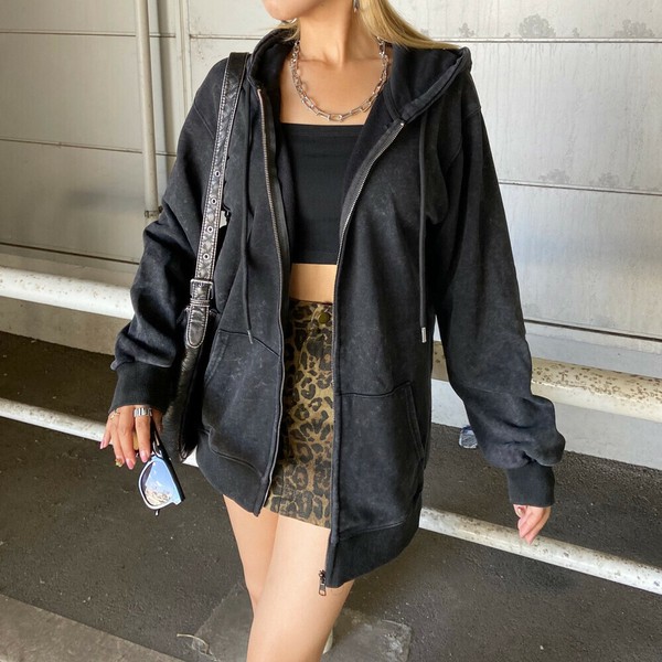 【2025新作】ブリーチZIPビッグパーカー　ウォッシュド　スウェット　オーバーシルエット　秋服　羽織