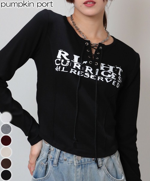 【2025年新作】ロゴプリント ハトメ＆スピンドルリボン テレコロンT