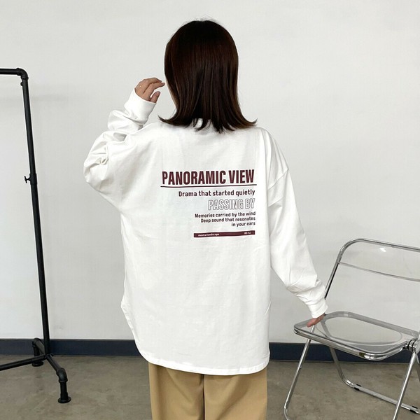 【2025新作】バッグロゴBIGロンT　長袖　プルオーバー　Tシャツ　秋　冬　ワイド　ゆったり