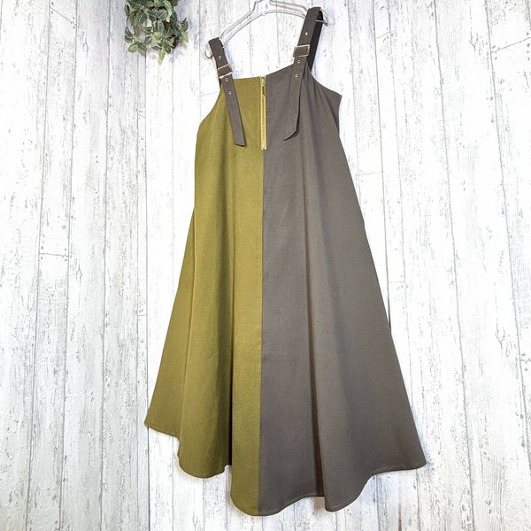 【新作】ブラッシュバイカラーサーキュラージャンパースカート