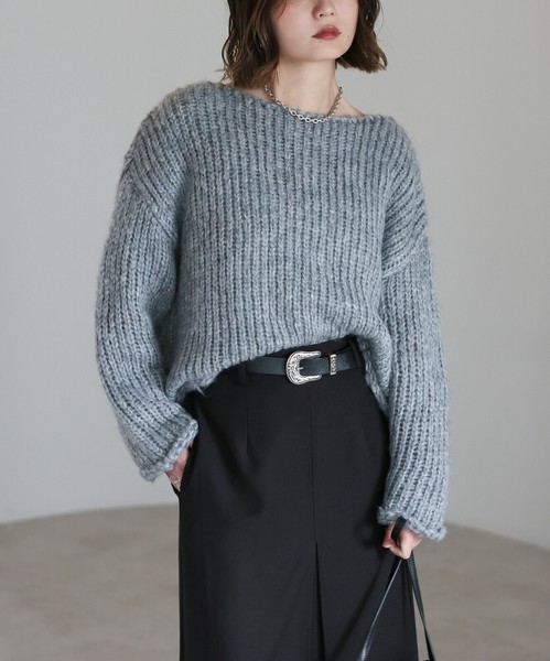 アルパカタッチローゲージニット