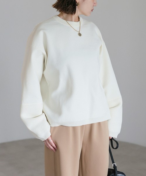 編地切替えダンボールニットプルオーバー