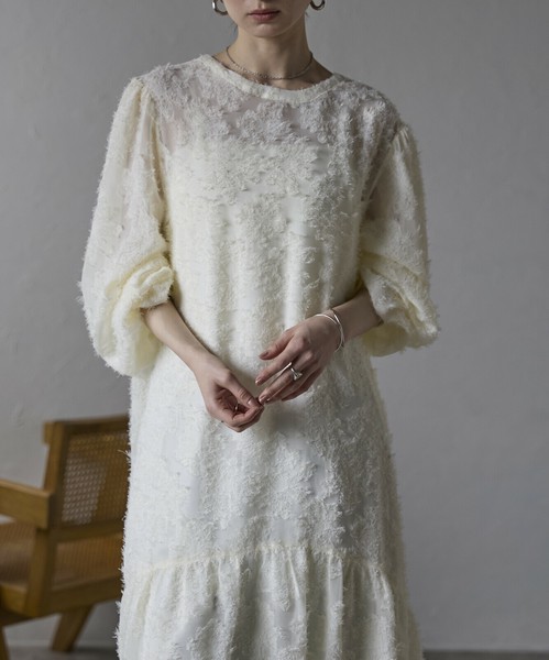 【WEB限定特別価格】最終価格！フリンジジャガードシアーチュニックドレス　 skypink東京