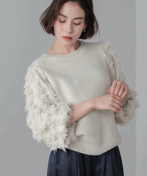 【予約販売】ラメフリンジプルオーバー◇ラメが華やかなニット【11月21日頃出荷予定】2025秋冬新作