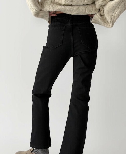 【2025秋冬新作】裏ミンク起毛ブーツカットブラックパンツ