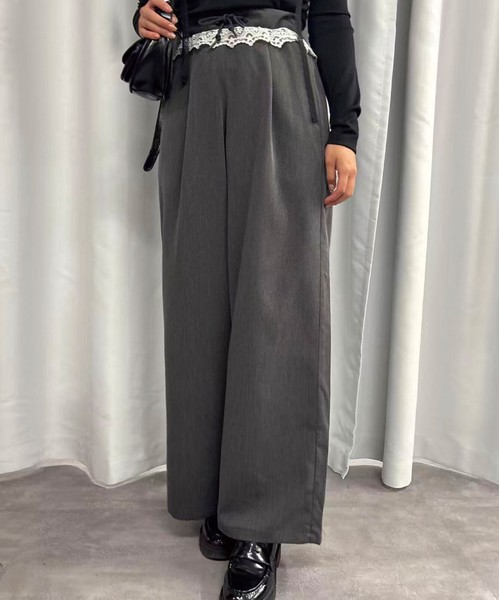【2025年新作】ツイルウエストレースパンツ　ボトムス　秋　冬　AW　春　夏　SS　かわいい　大人