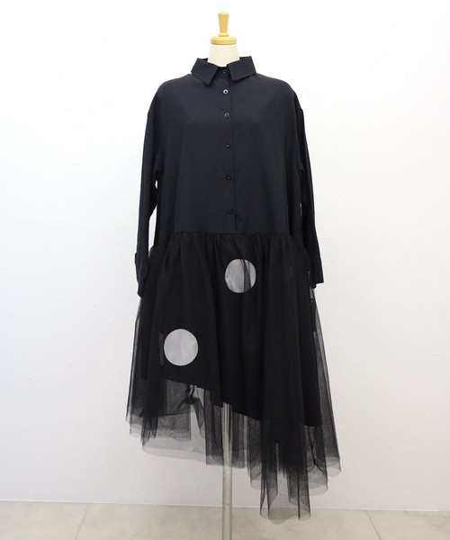 【2026新作　BRILLANTE bymode】 おとなモードなドット×チュールデザインワンピース　　BRILLANTE大阪