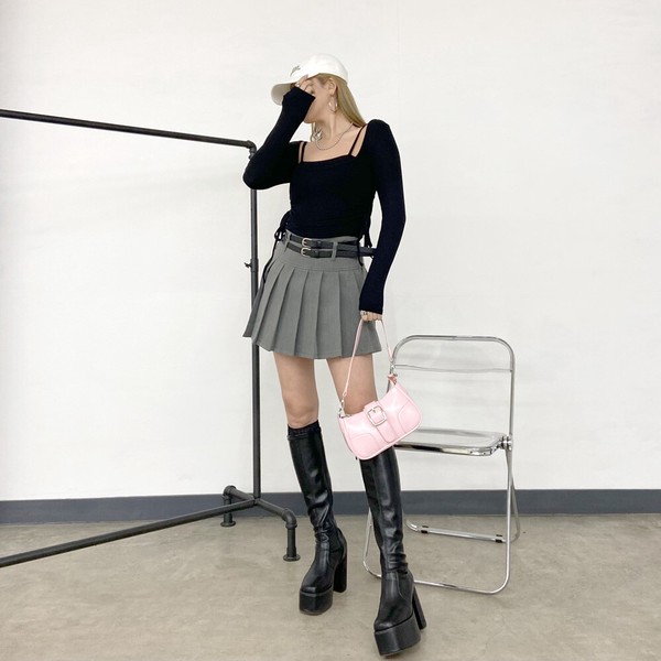 【2026新作】インナー付きサイドドロストトップス　アンサンブル　セット　パッド　春服　春トップス