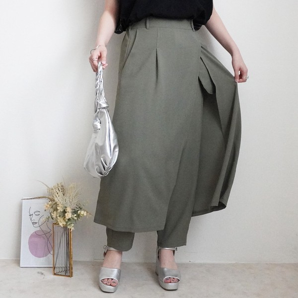 【2026SS早割】スカートレイヤードパンツ スカパン スカート風パンツ 巻きスカート 2026春新作【】