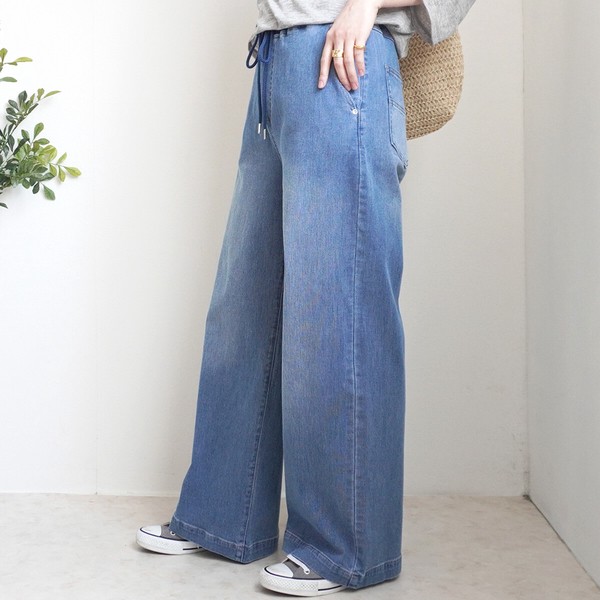【2026SS早割】AIRジョグデニムウエストリブワイドパンツ ボトムス ロング丈 パンツ 2026春新作【】