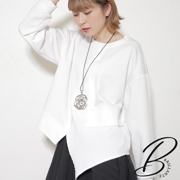 裾レイヤードアシンメトリーTシャツ　2026春 BRILLANTE東京202534