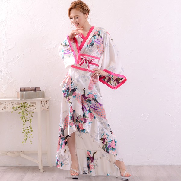 【再入荷】0006孔雀和柄花魁着物ロングドレス コスチューム 衣装 キャバドレス