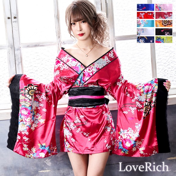 【再入荷】1015和柄ミニ着物ドレス 和柄 衣装 ダンス よさこい 花魁 コスプレ キャバドレス